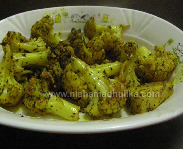 Kasoori Methi Gobicauliflower With Fenugreek Leaves 