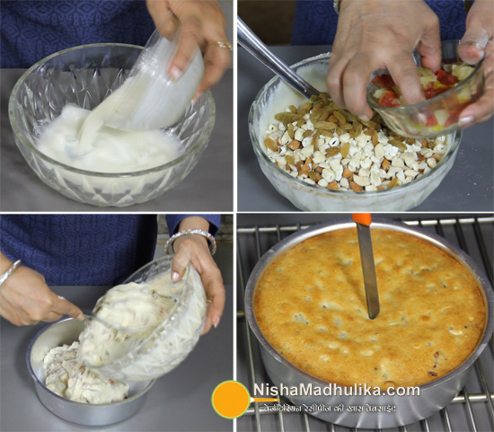 Easy Fruit Cake recipe. Dry nut cake without eggs. Healthy and delicious