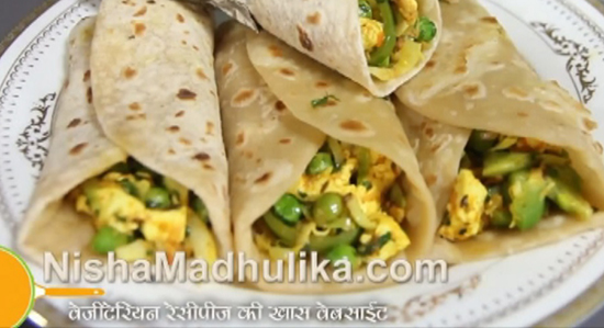 Kathi Roll Vegetarian Recipe - Vegetable Frankie recipe 